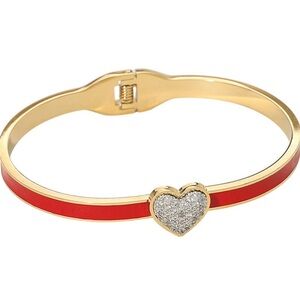 Gold and Red Heart Bracelet